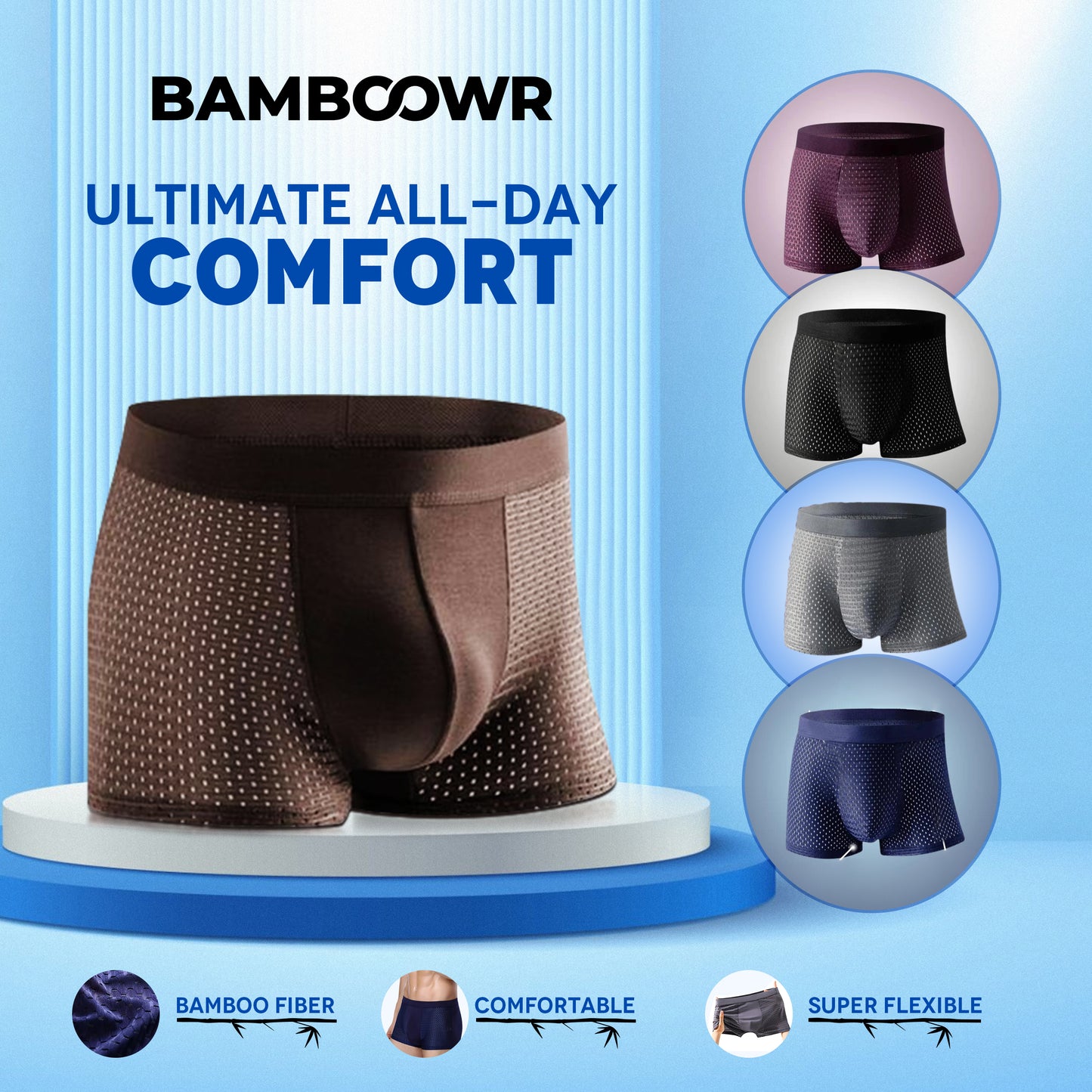 BAMBOOWEAR™ FIBRE BOXER BRIEFS - ULTIMATE ALL-DAY COMFORT
